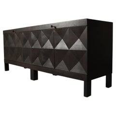 Jean Batenburg for MI brutalist sideboard in ebonized oak, Belgium, 1960s
