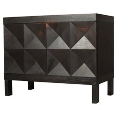 Jean Batenburg for MI brutalist bar cabinet in ebonized oak, Belgium, 1960s