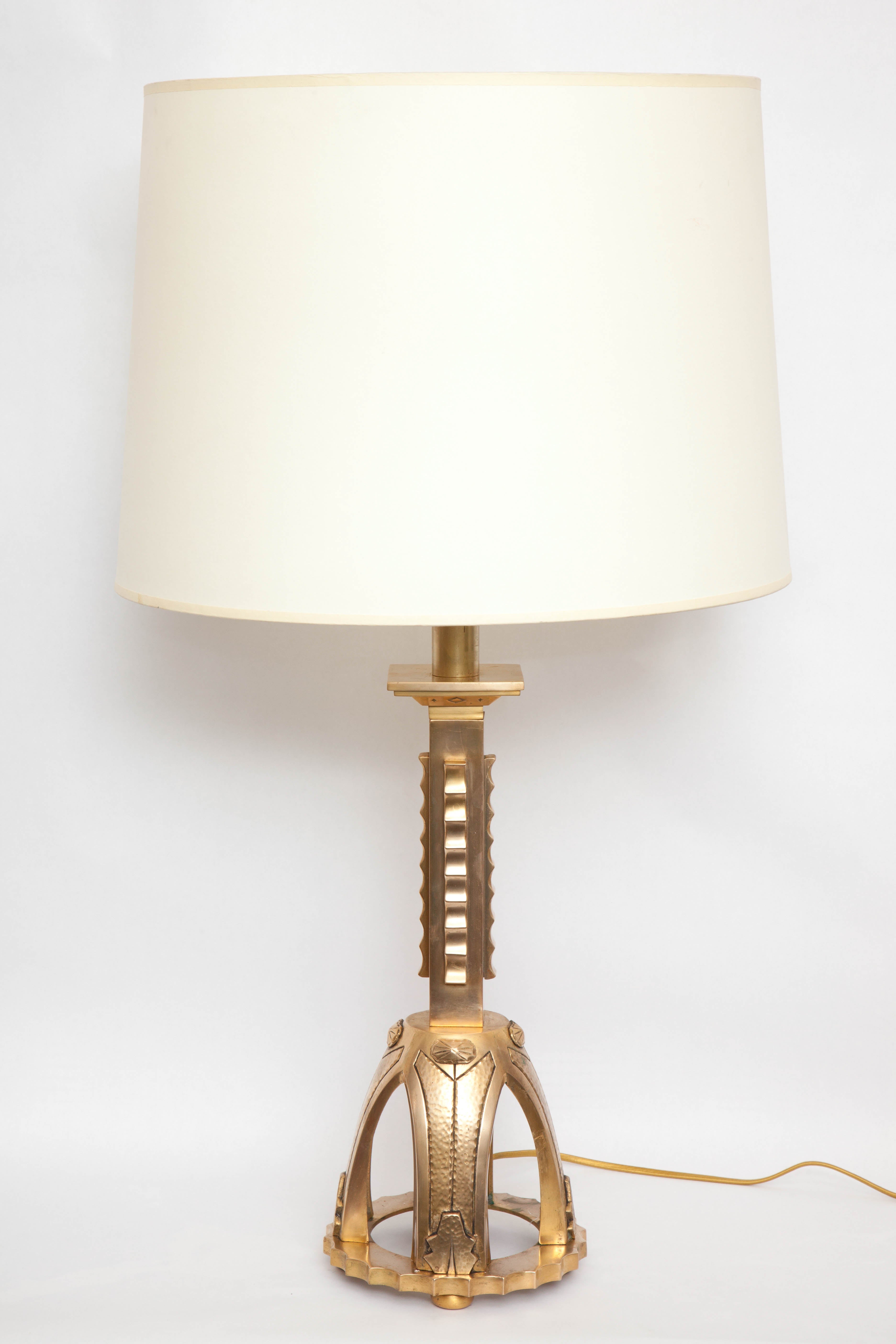  Table Lamps Pair Art Deco Bronze  France 1930's For Sale