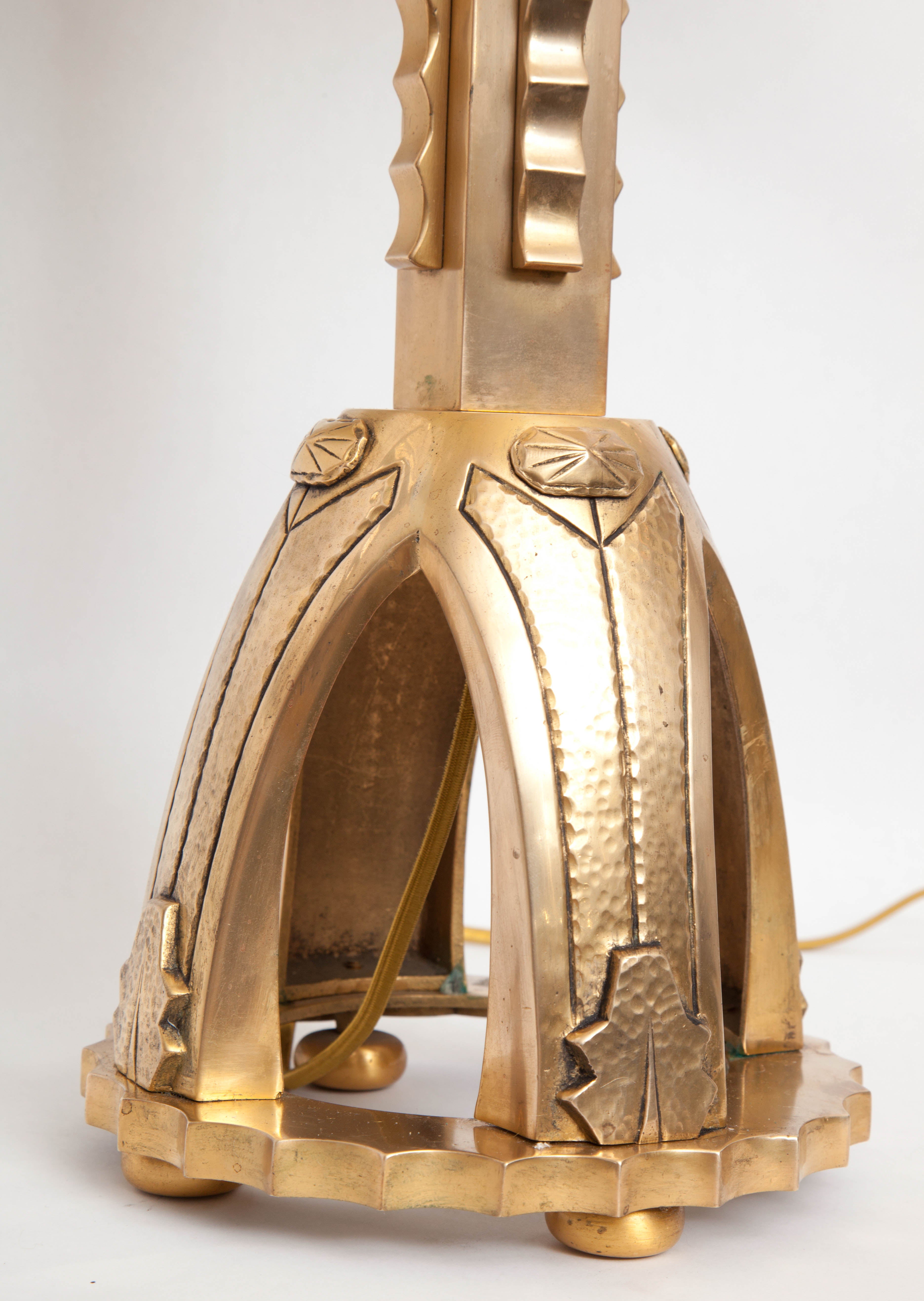  Table Lamps Pair Art Deco Bronze  France 1930's In Good Condition For Sale In New York, NY