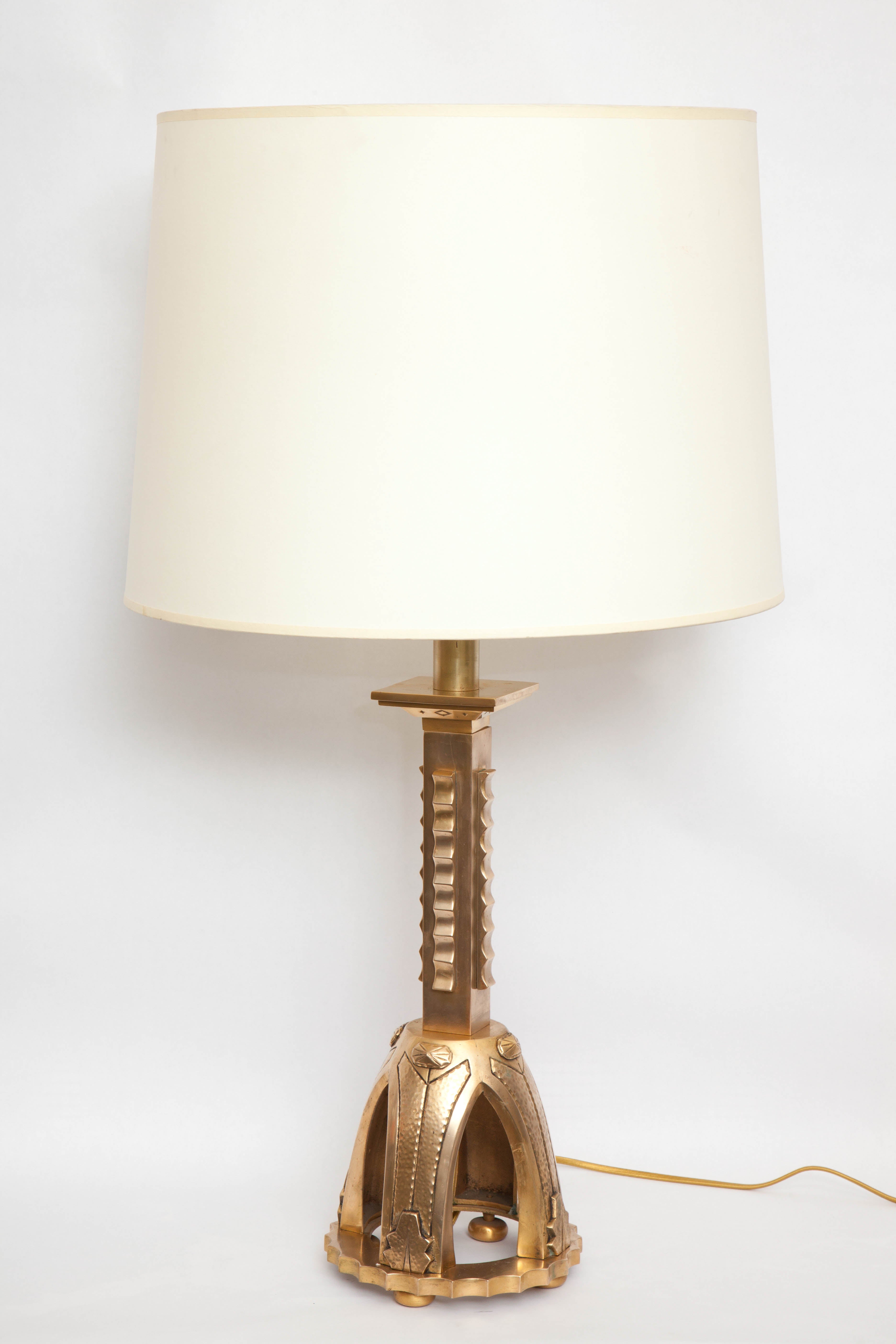  Table Lamps Pair Art Deco Bronze  France 1930's For Sale 2