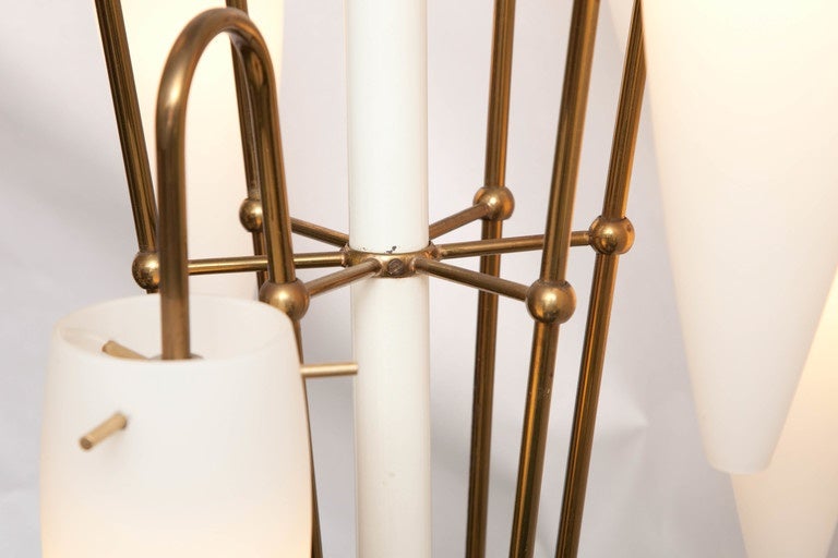 Brass 1950s Italian Modernist Pole Lamp Attributed to Stilnovo