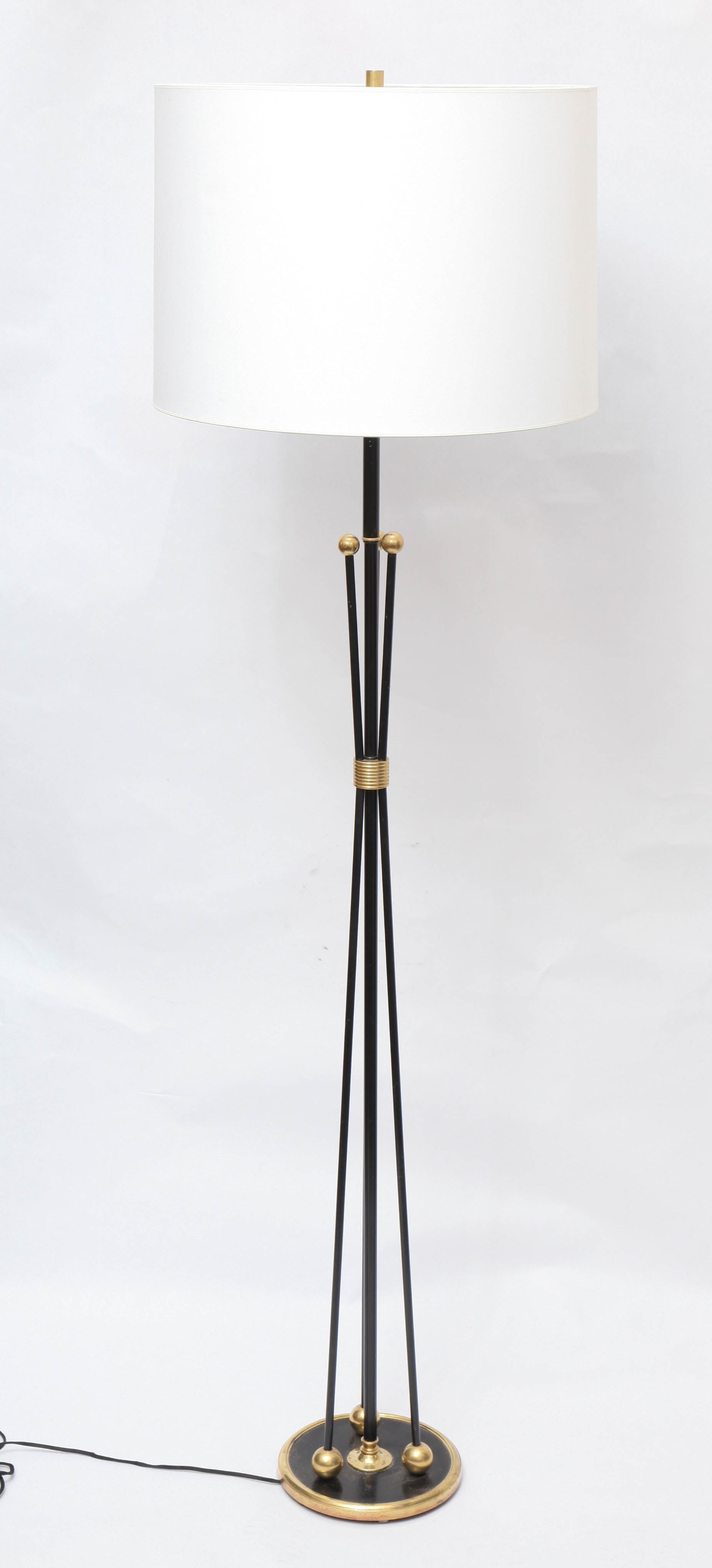 Floor Lamp Mid Century Modern brass and painted metal 1950's