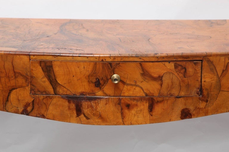 A 1940's Italian Art Moderne exotic burled wood Console/Desk In Excellent Condition In New York, NY
