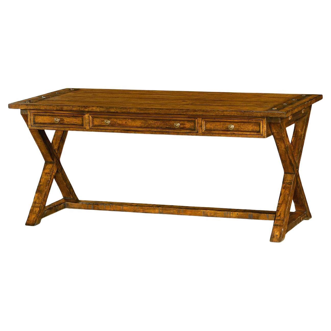 Rustic Country Walnut Desk For Sale