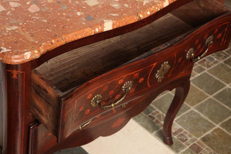 Continental Marble-Topped Walnut Commode 4