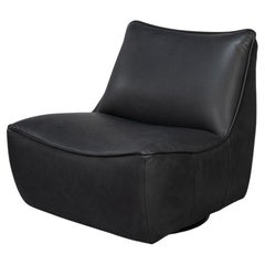 Black Leather Swivel Slipper Chair