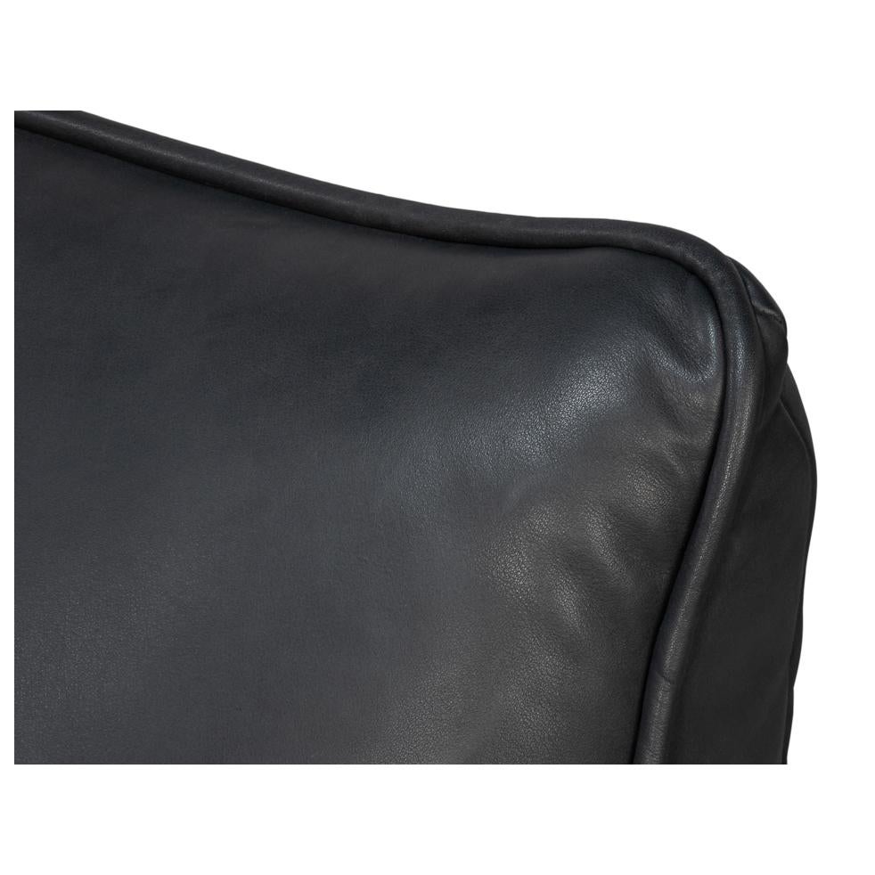 Sedia girevole Slipper in pelle nera in vendita 2