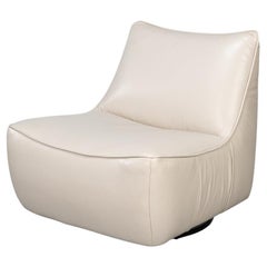 White Leather Swivel Slipper Chair