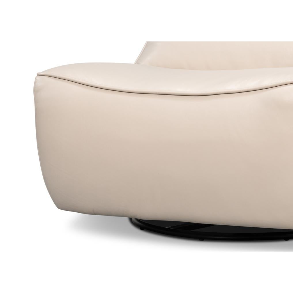 Sedia girevole Slipper in pelle bianca in vendita 2