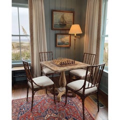 Antiqued Oak Bistro Table with Turned Pedestal