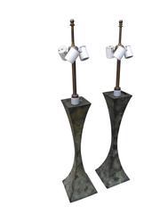 Mid-Century Modern Patina Bronze Table Lamps by Stewart Ross James for Hansen
