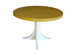 Yellow Concrete and Wood Side Table Designed by CR Studio
