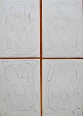 Set of Four "Card Suits" Ink Drawings on Paper by John-Paul Philippe