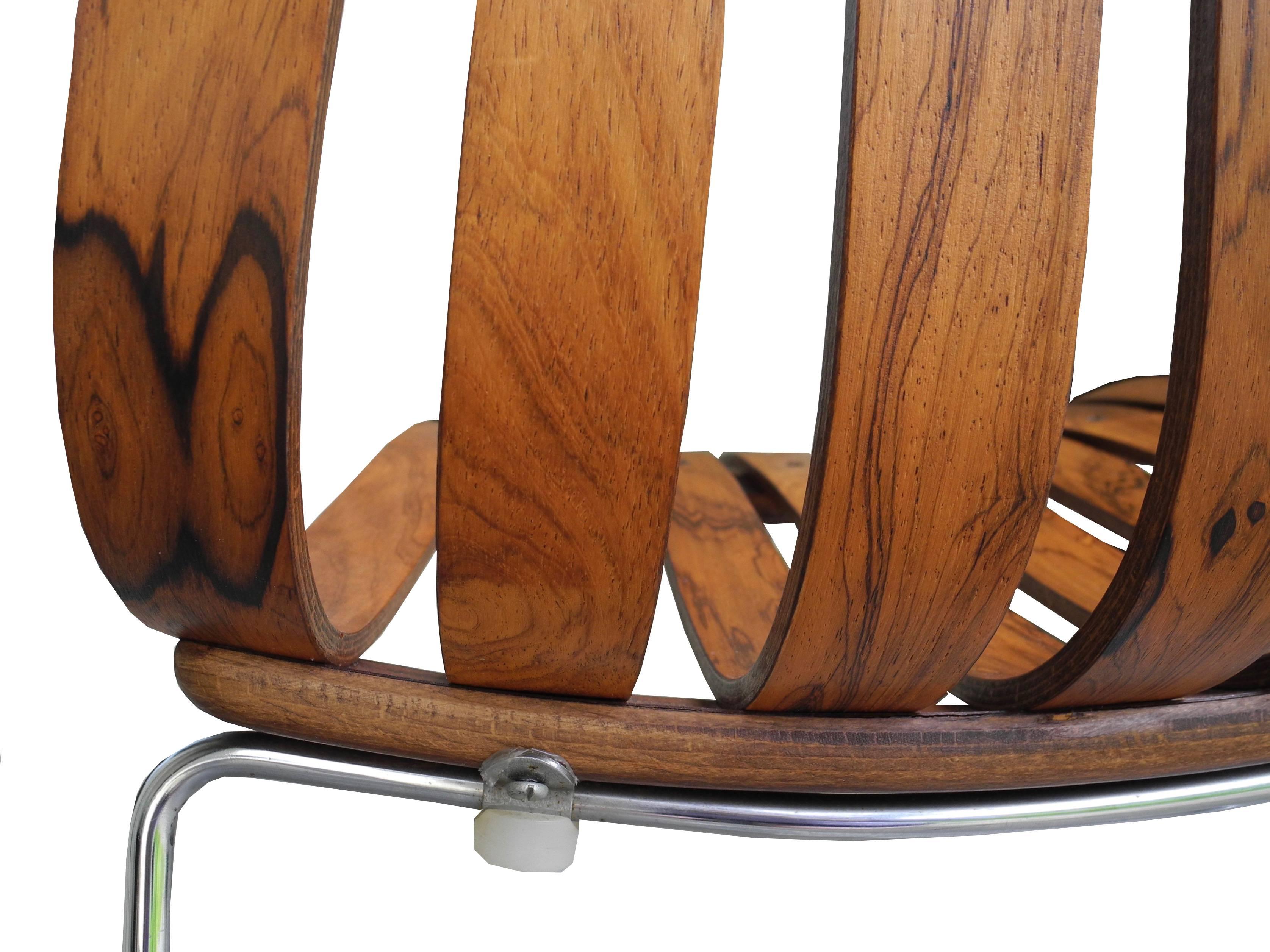 Single Rosewood Slatted Norwegian Chair by Hans Brattrud for Hove Mobler For Sale 1