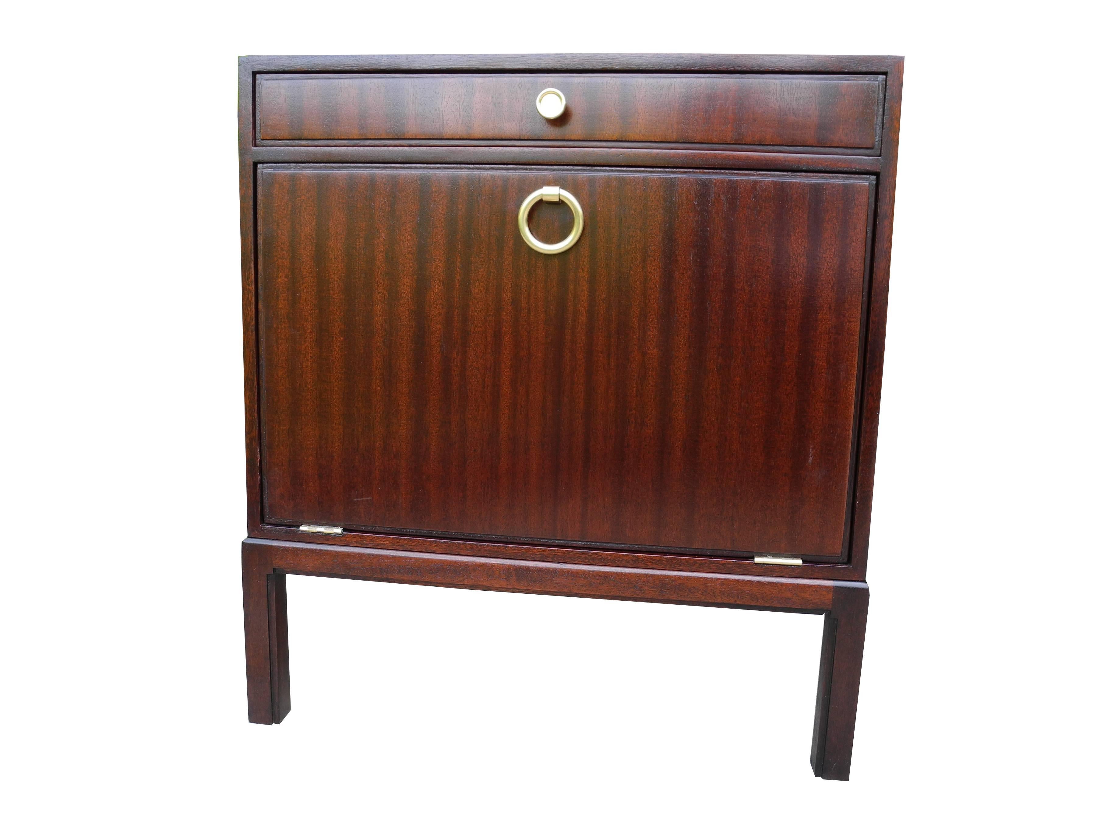American Single Mahogany Modern Nightstand by Tommi Parzinger for Charak Modern For Sale