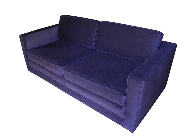 Mid-Century Modern Purple Velvet Sofa / Settee by Charles Pfister for