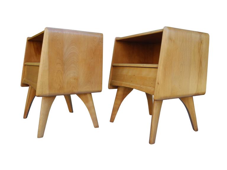 Solid Maple Modern Atomic Age NightStands/Bedside Tables by Heywood