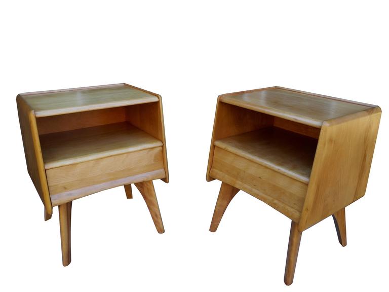 Solid Maple Modern Atomic Age NightStands/Bedside Tables by Heywood
