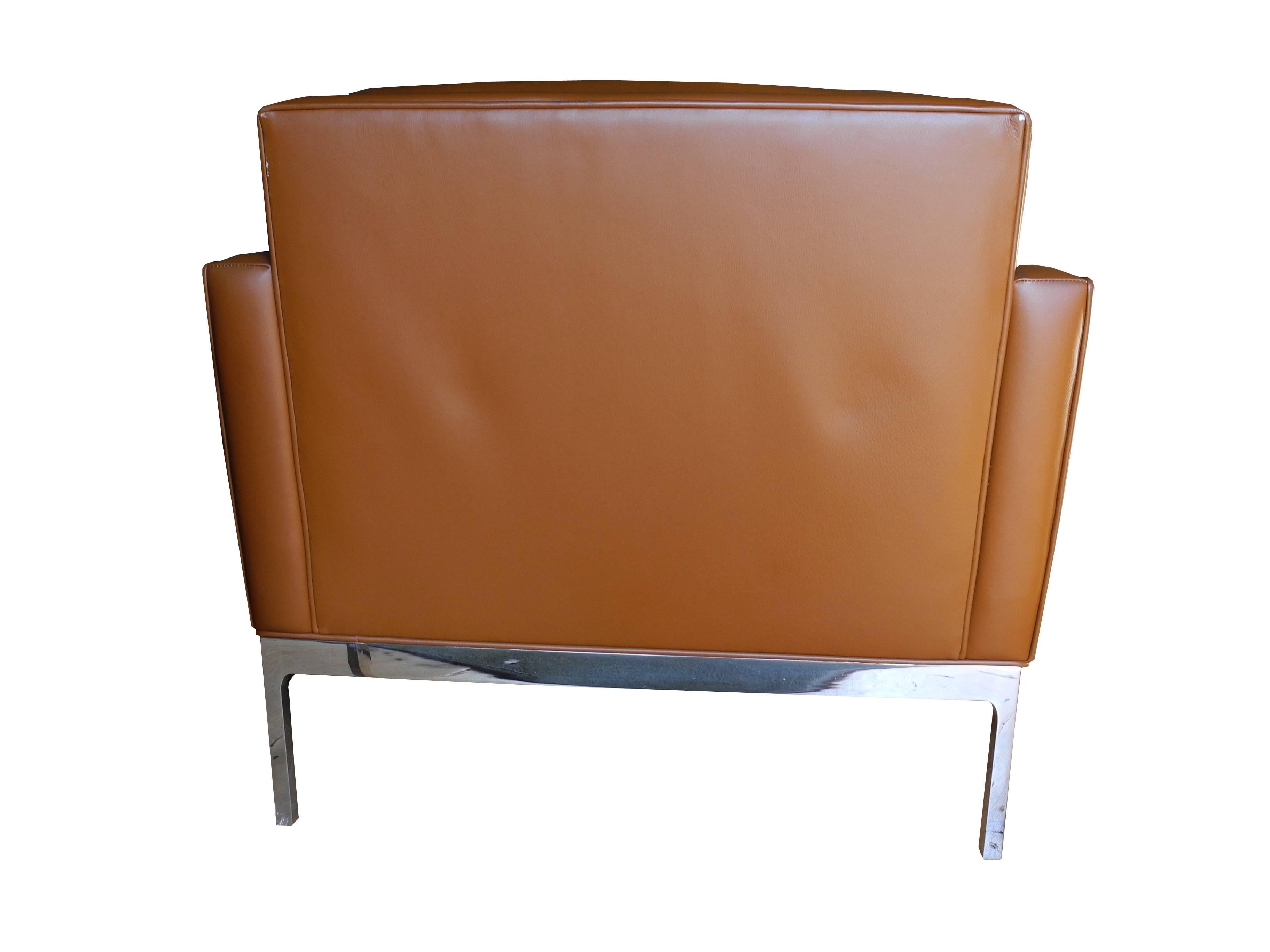 Soft Tan Leather Modern Arm Chairs by Nicos Zographos  1