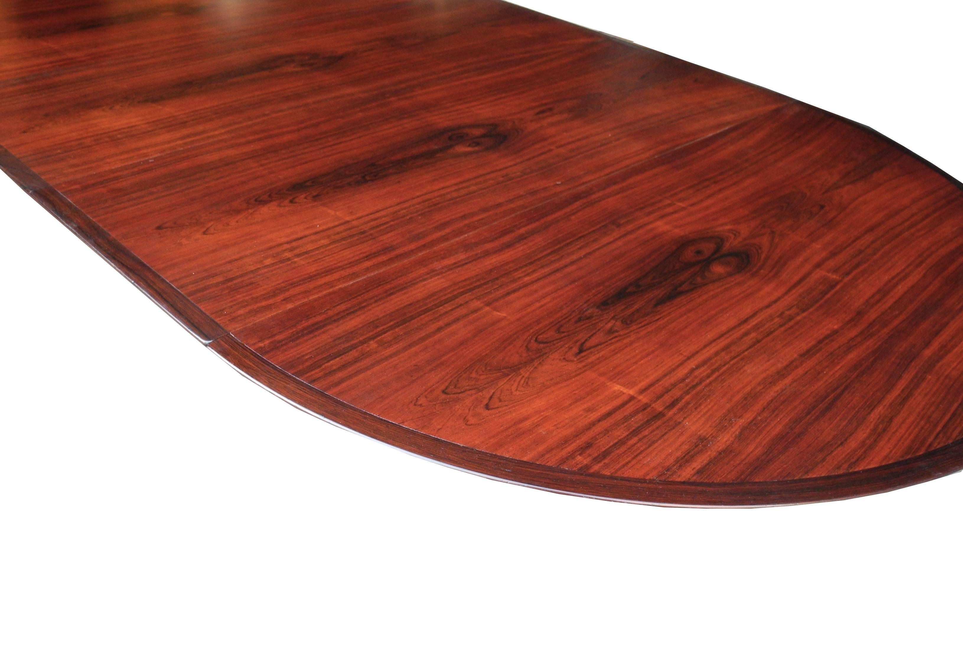 Danish Modern Drop Leaf Solid Rosewood Dining Table by Henry Rosengren Hansen For Sale 3