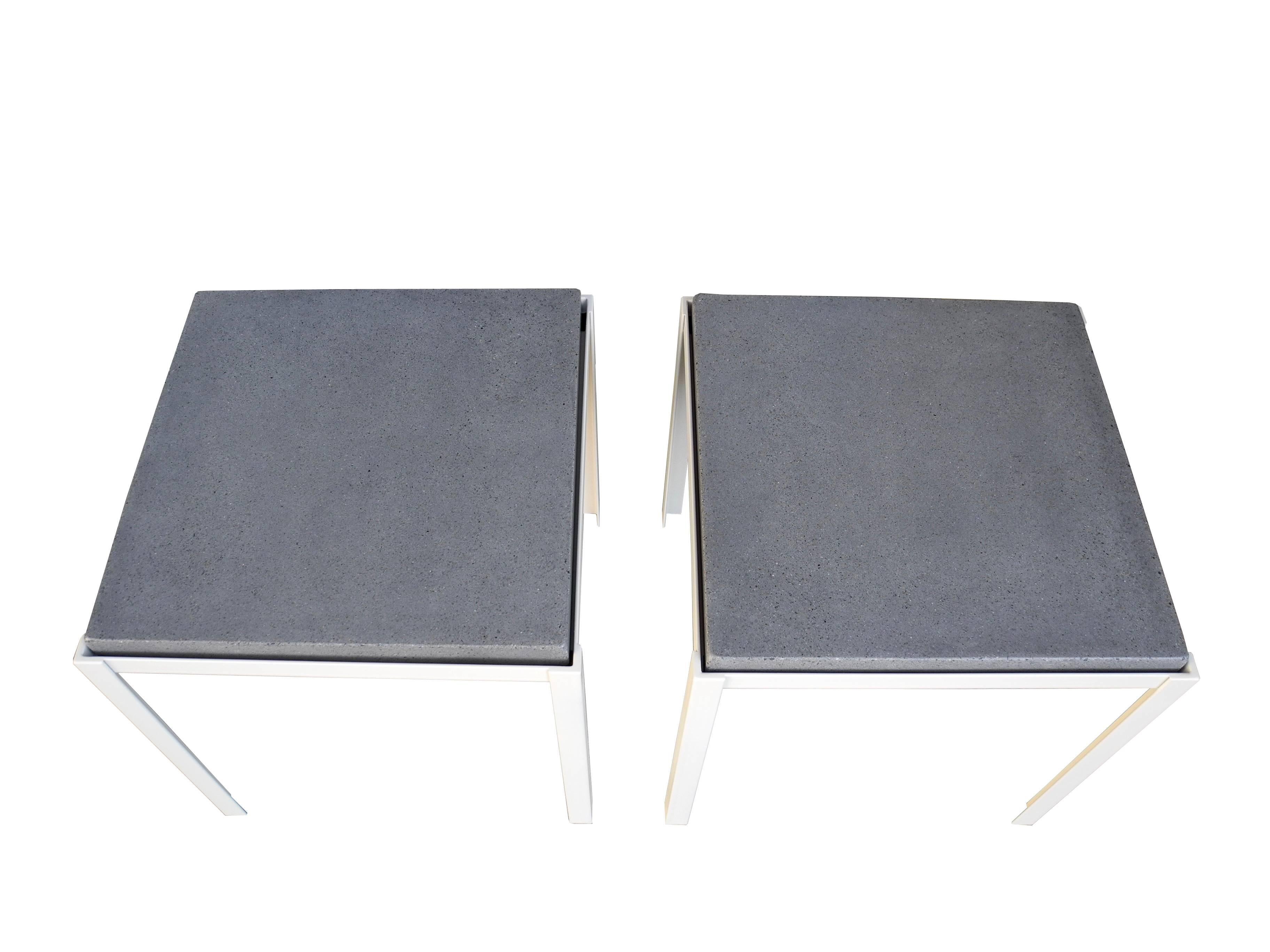 Polished Concrete and Welded Steel Night Stands, Coffee Tables, Corinne Robbins (amerikanisch) im Angebot
