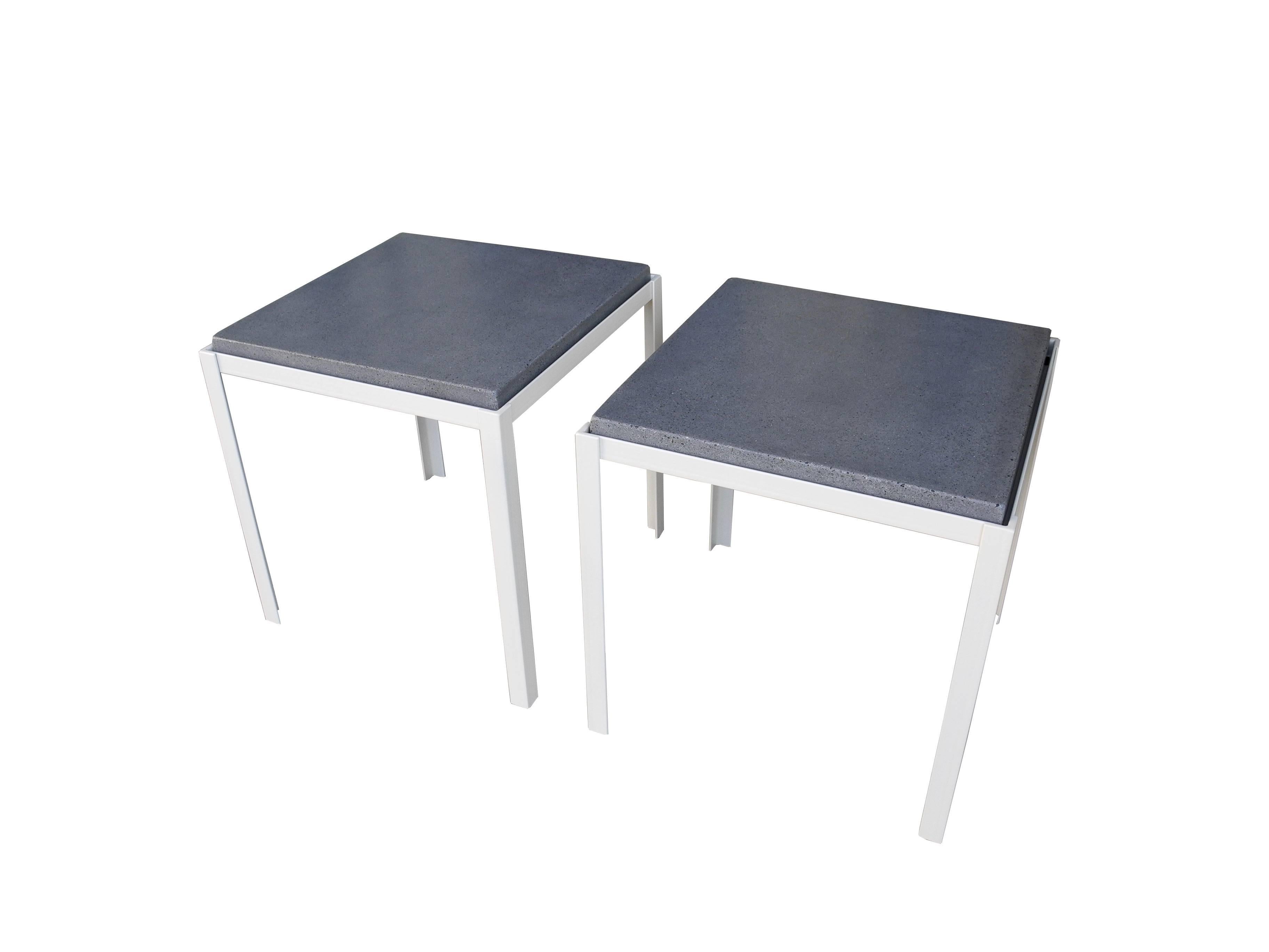 Polished Concrete and Welded Steel Night Stands, Coffee Tables, Corinne Robbins (Moderne) im Angebot