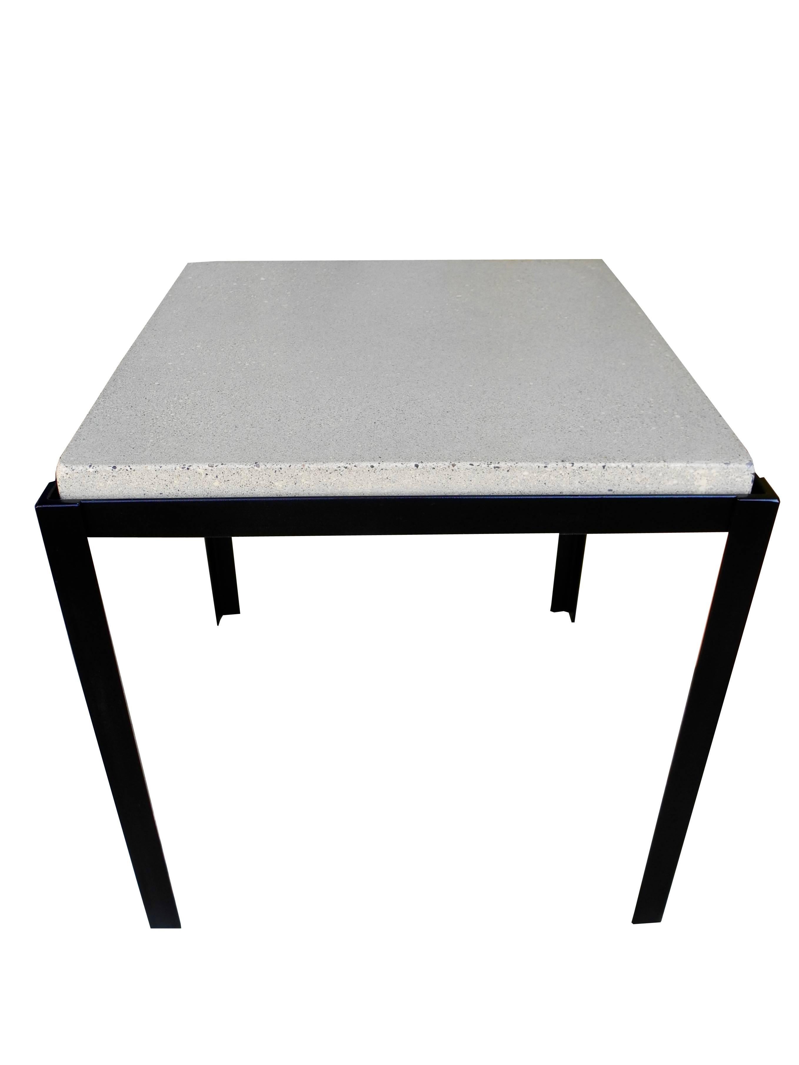 Modern Polished Concrete and Welded Steel Nightstands/Coffee Tables by Corinne Robbins For Sale