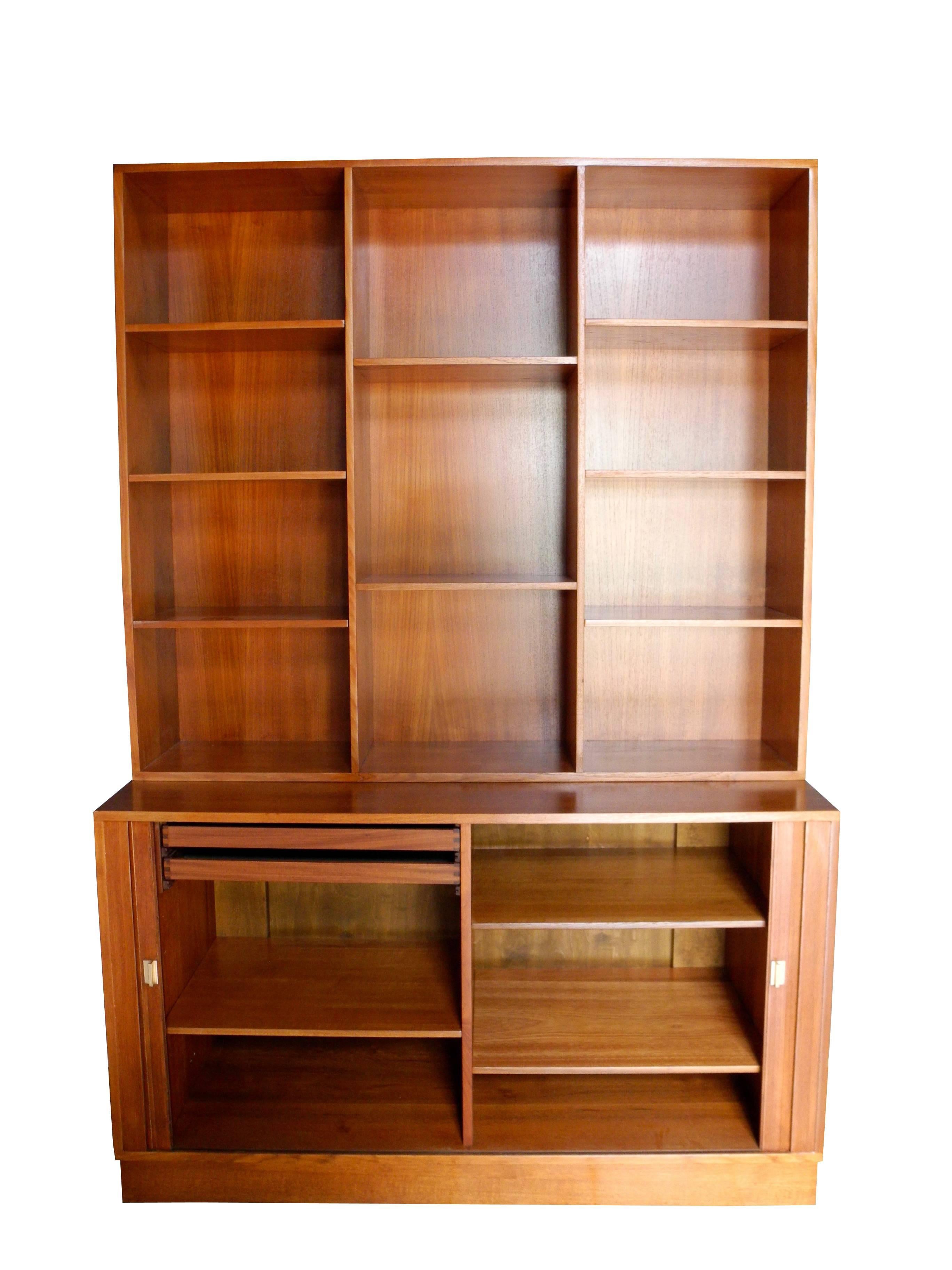 Scandinavian Modern Tambour Door Credenza / Sideboard and Bookshelf in Teak by Peter Løvig Neilsen For Sale