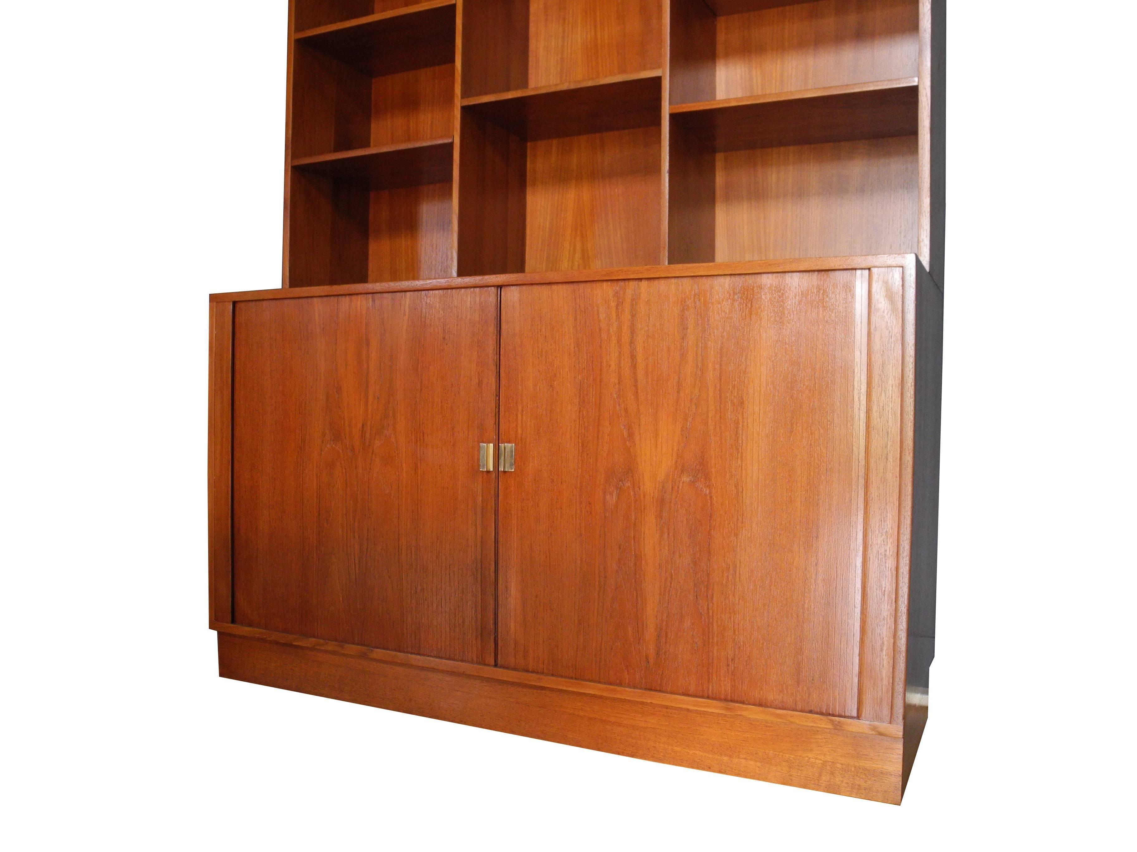 Danish Tambour Door Credenza / Sideboard and Bookshelf in Teak by Peter Løvig Neilsen For Sale