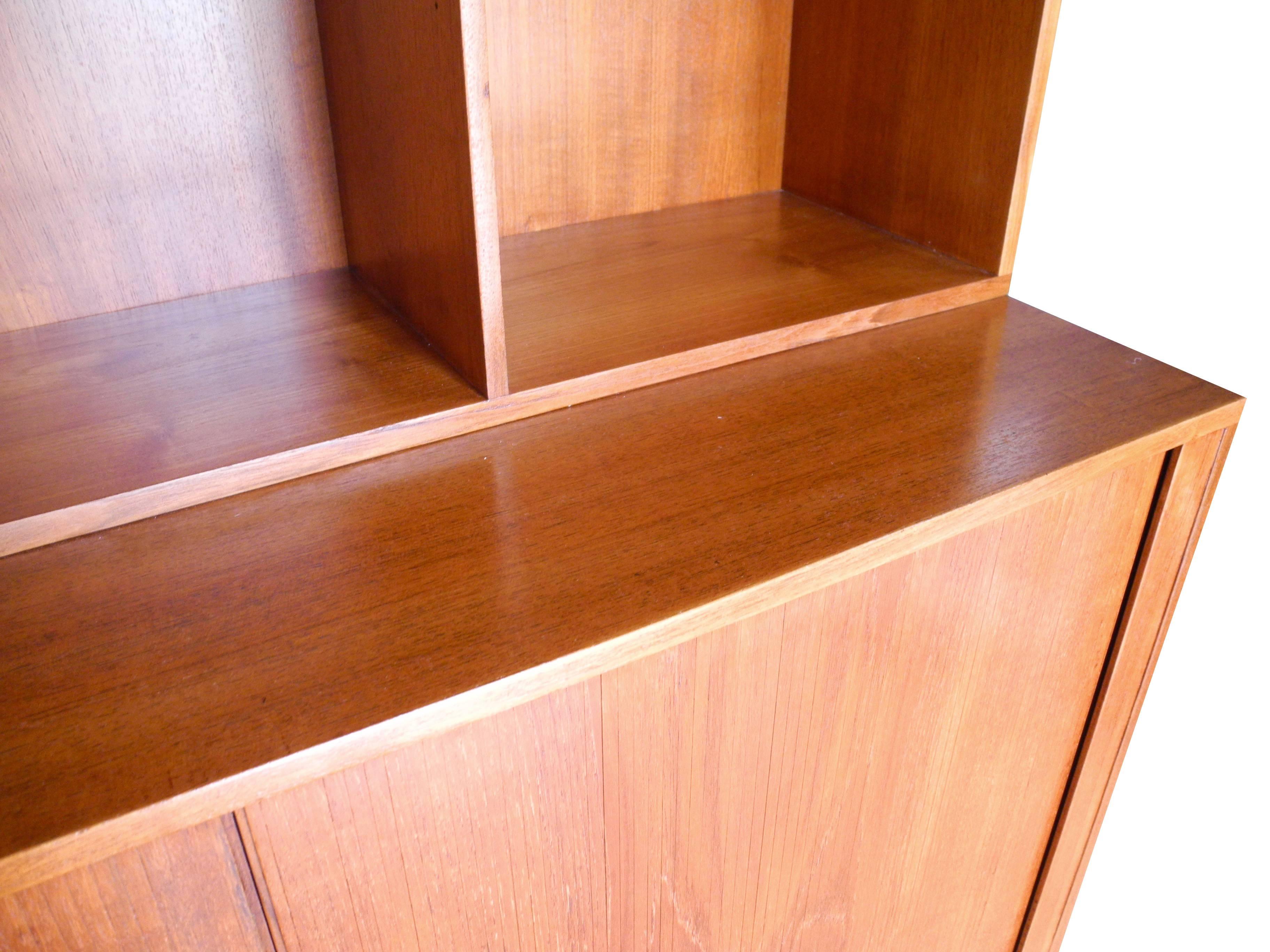 Tambour Door Credenza / Sideboard and Bookshelf in Teak by Peter Løvig Neilsen In Excellent Condition For Sale In Hudson, NY