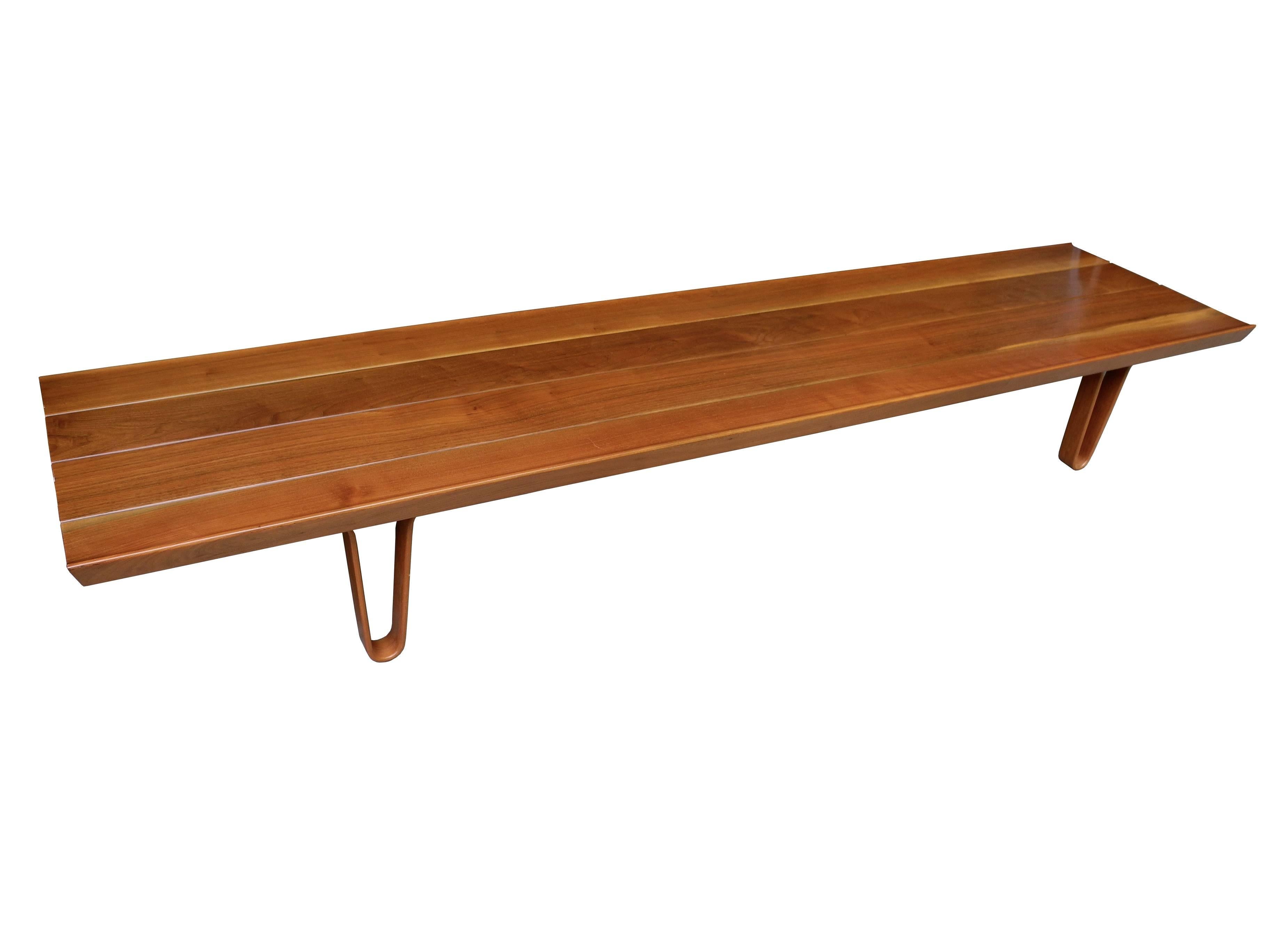 This seven foot long bench titled the "Long John" was designed by the famed designer Edward Wormley for Dunbar. In fantastic original condition the patina in the finish is exceptional for its age.
 