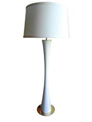 Very Tall White Tulip Metal and Brass Lamps by Stewart Ross James for Hansen