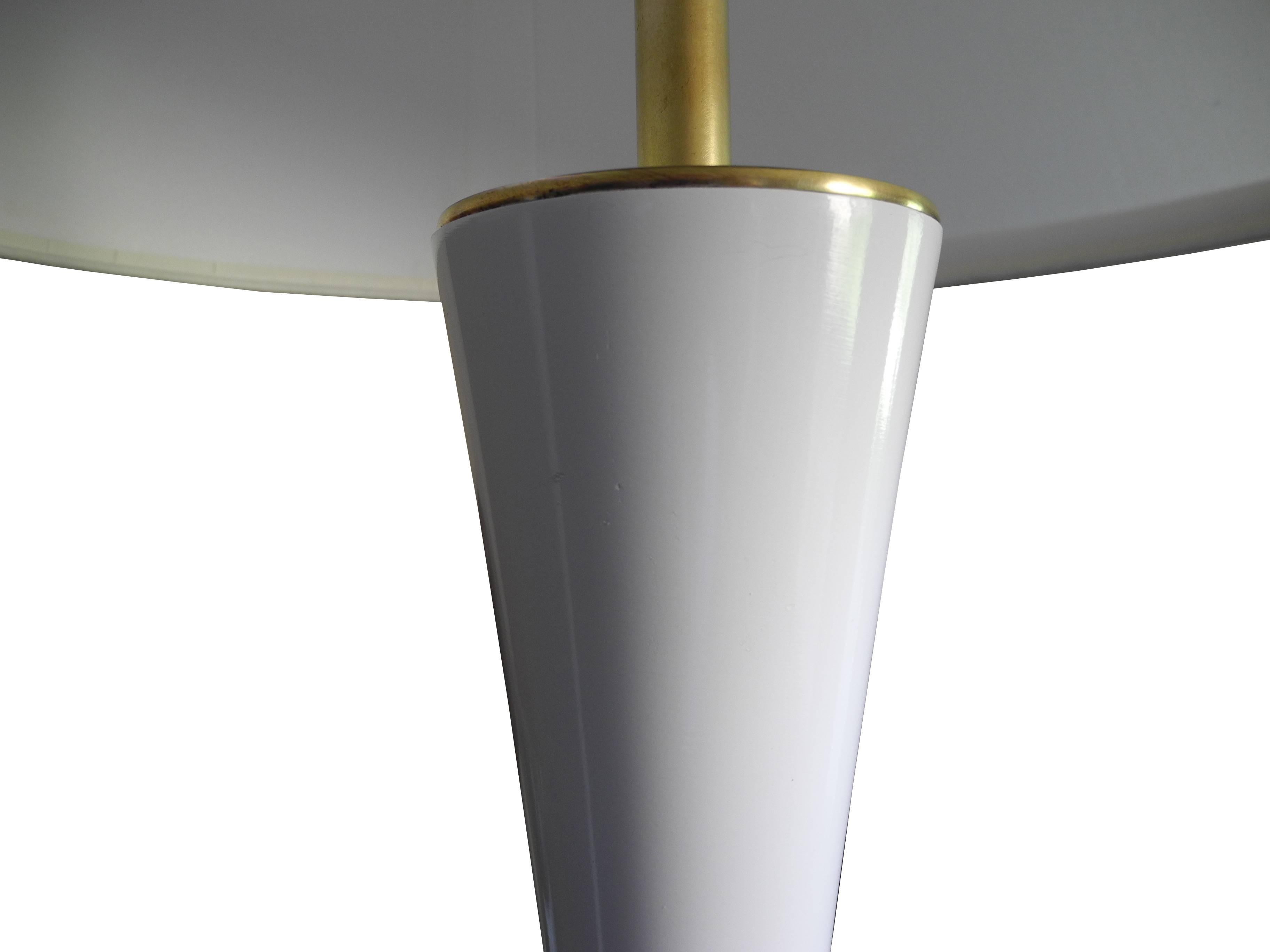 American Very Tall White Tulip Metal and Brass Lamps by Stewart Ross James for Hansen For Sale