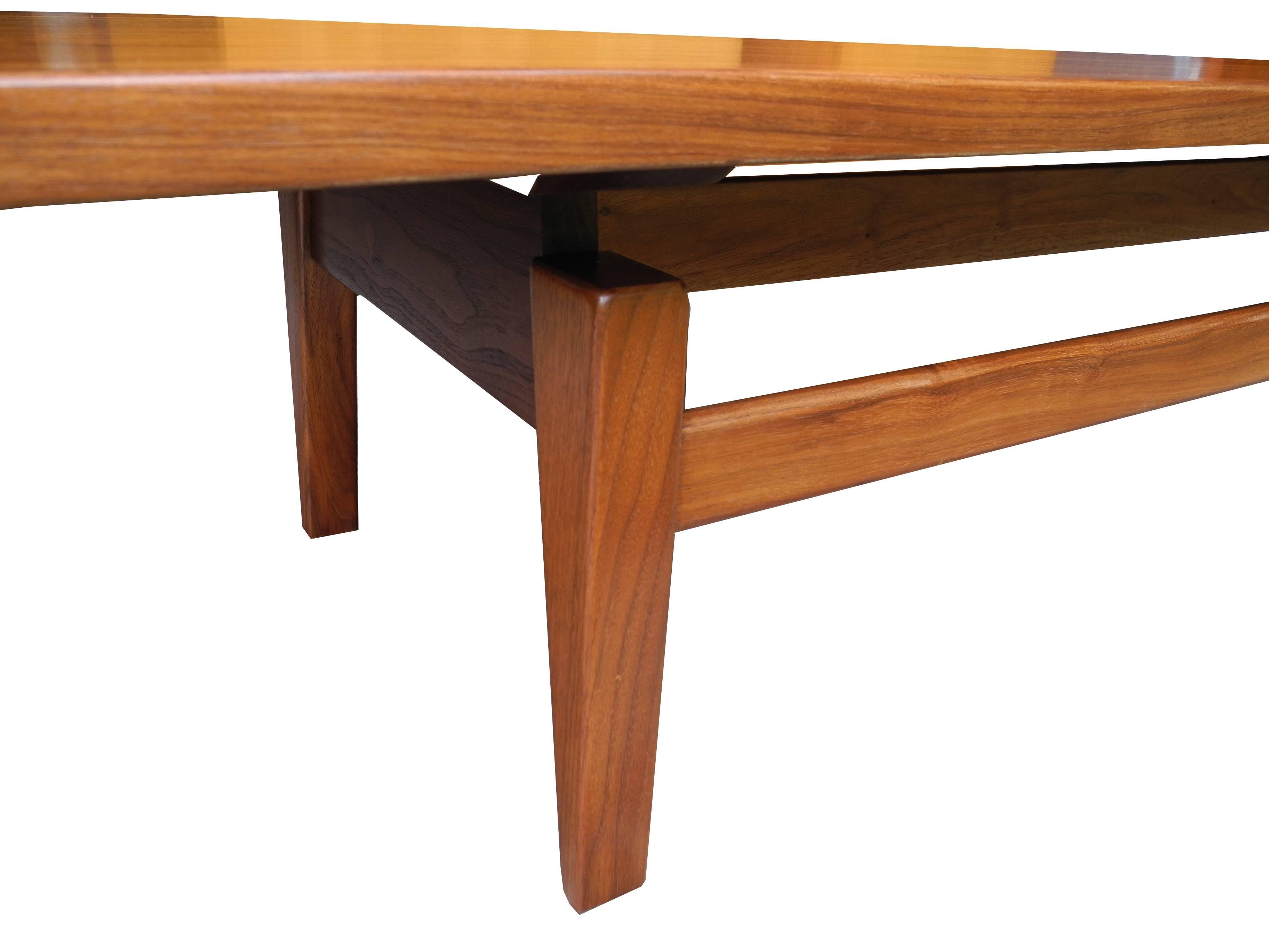 20th Century Mid-Century Modern Solid Walnut Low Coffee Table or Long Bench by Jens Risom For Sale