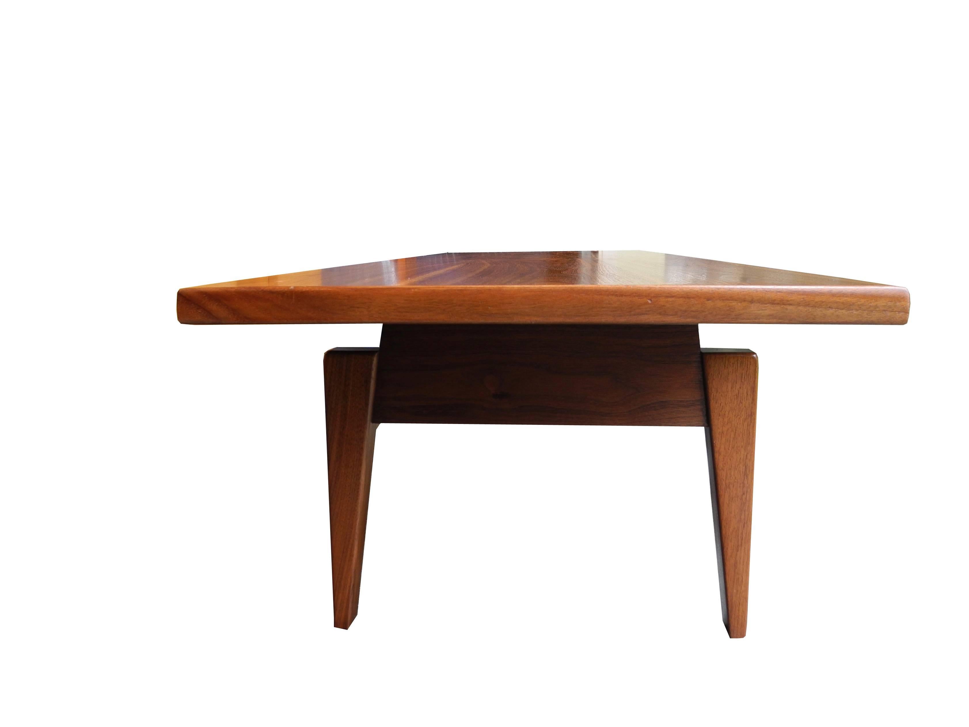 Mid-Century Modern Solid Walnut Low Coffee Table or Long Bench by Jens Risom For Sale 1