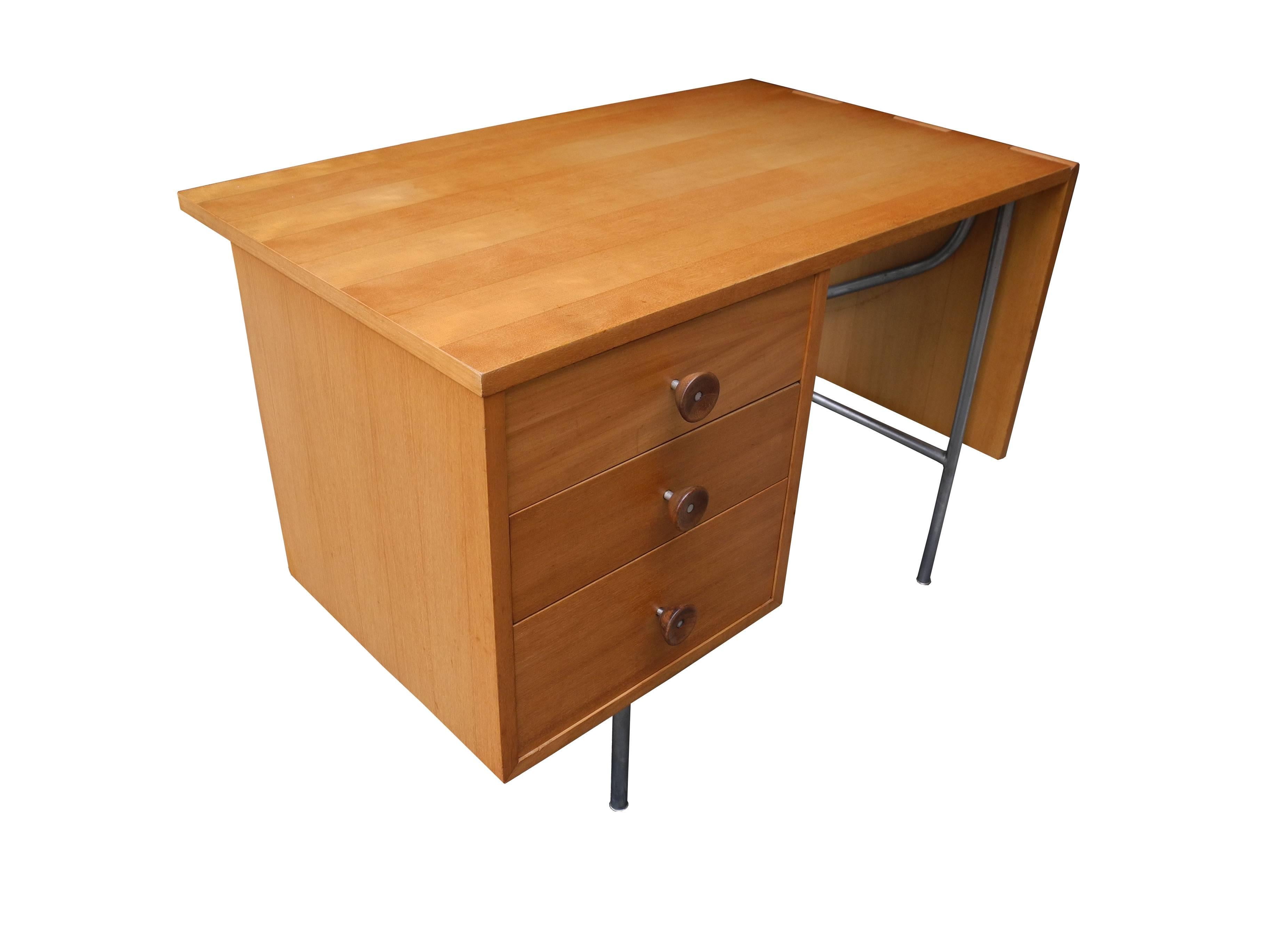 American Mid-Century Modern Bleached Mahogany Three-Drawer Flip Desk by George Nelson For Sale