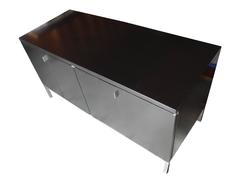 Black Vintage Mid-Century Modern Credenza in the Style of Florence Knoll