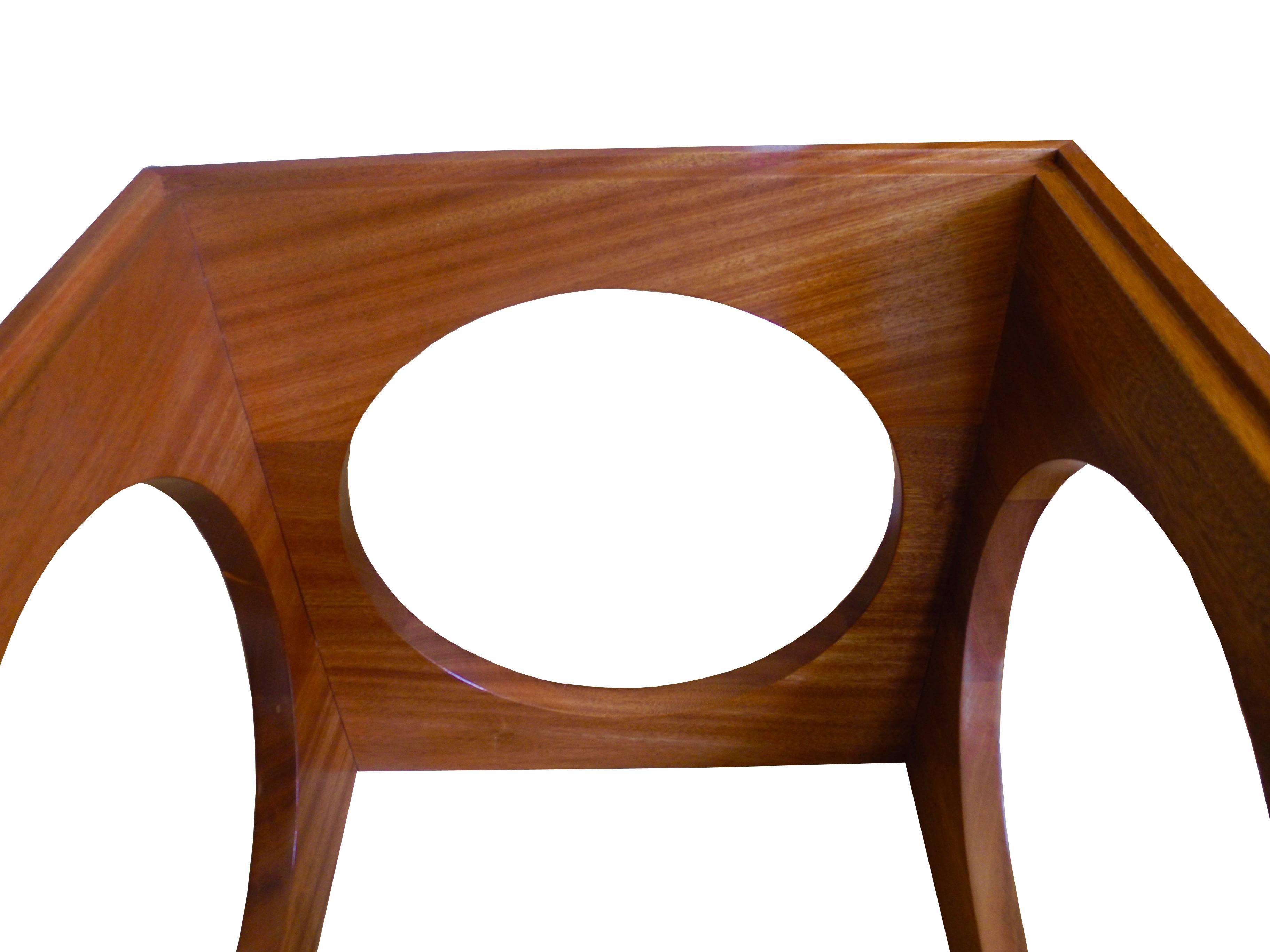 Contemporary Pair of Solid African Mahogany Nightstands or Side Tables by Corinne Robbins