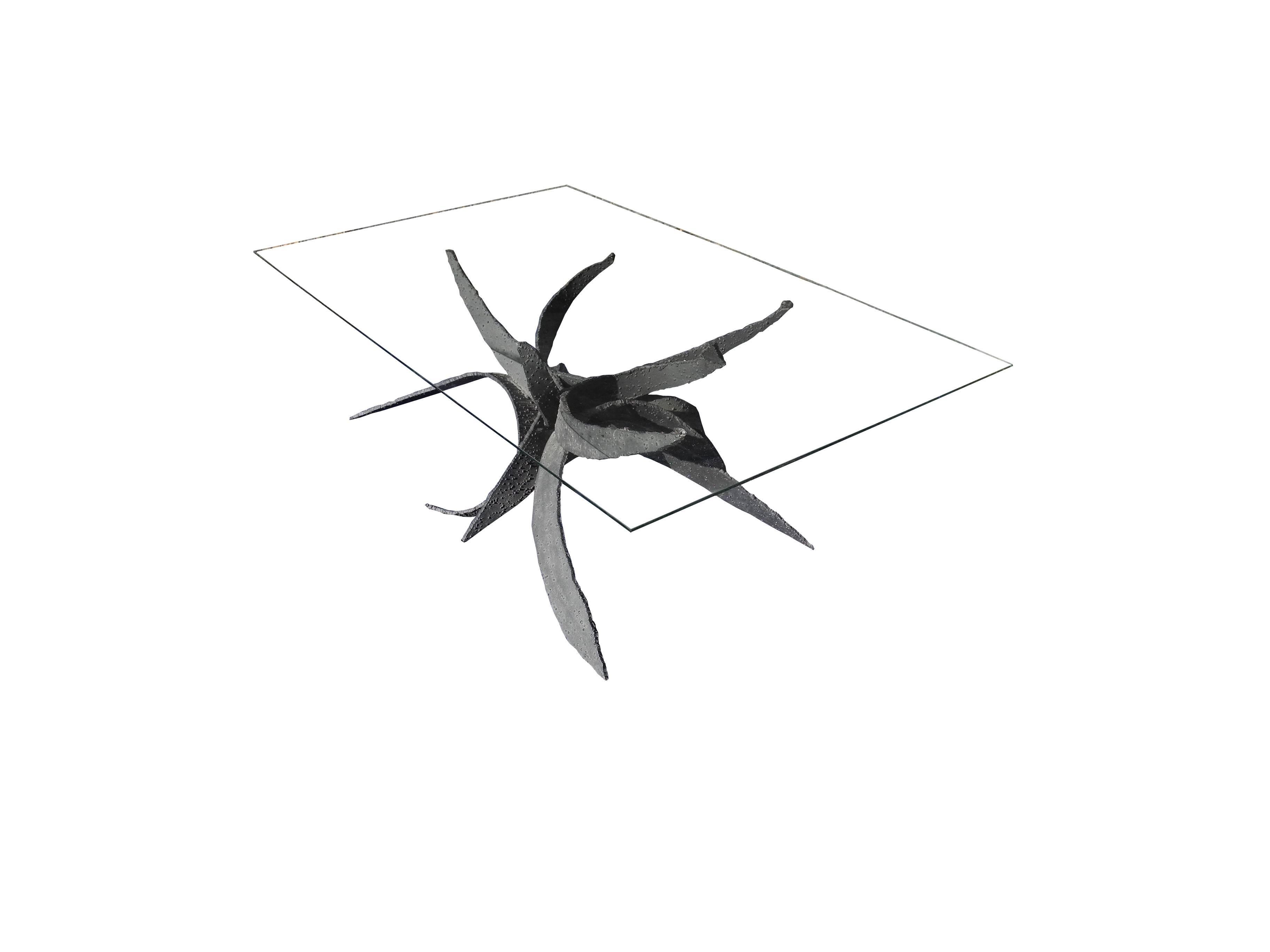 American Mid-Century Modern Torch Cut Steel Brutalist Sculptural Coffee Table Base For Sale