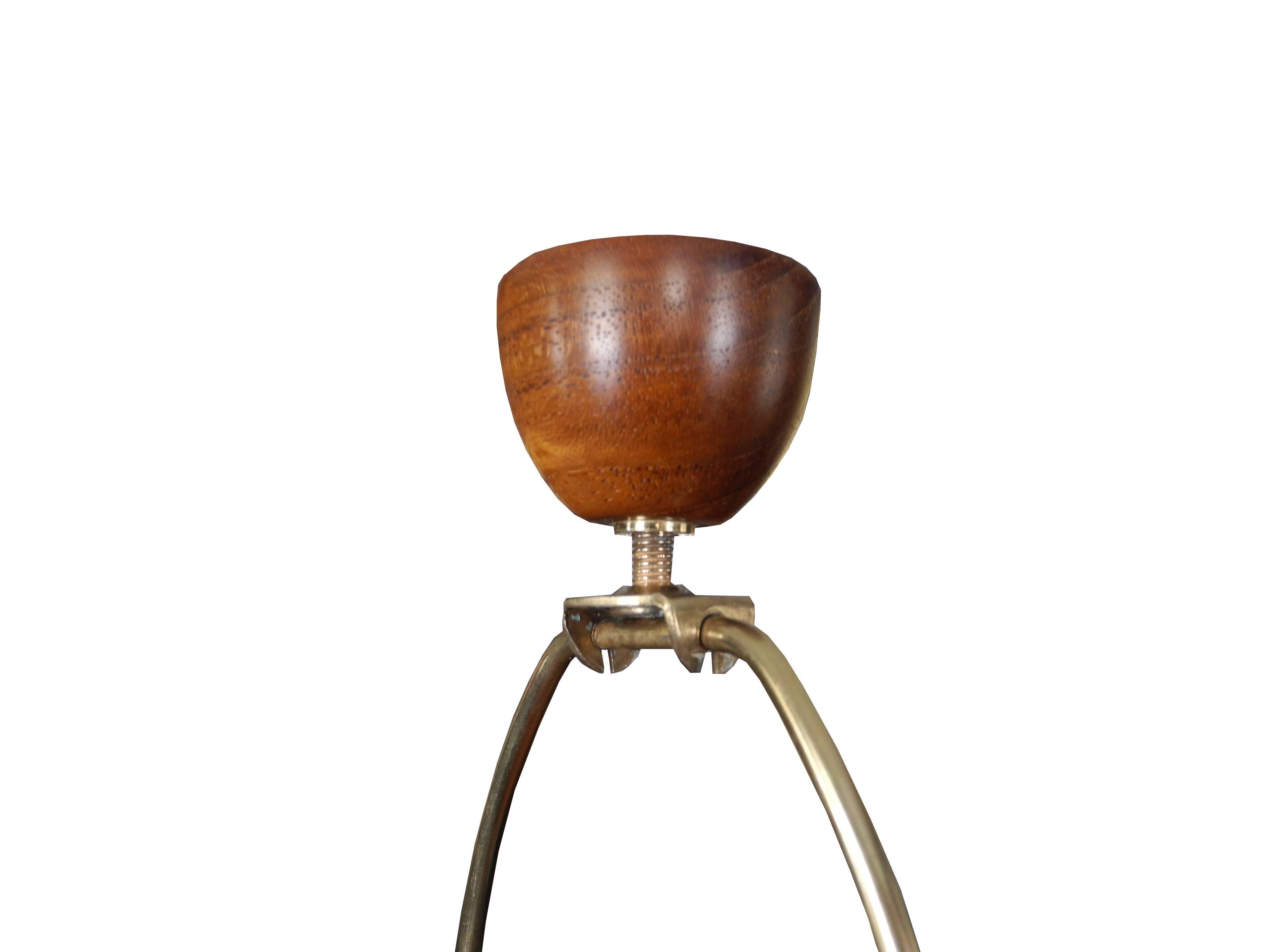 20th Century Teak and Ceramic Gun-Metal Glazed Table Lamp by Martz