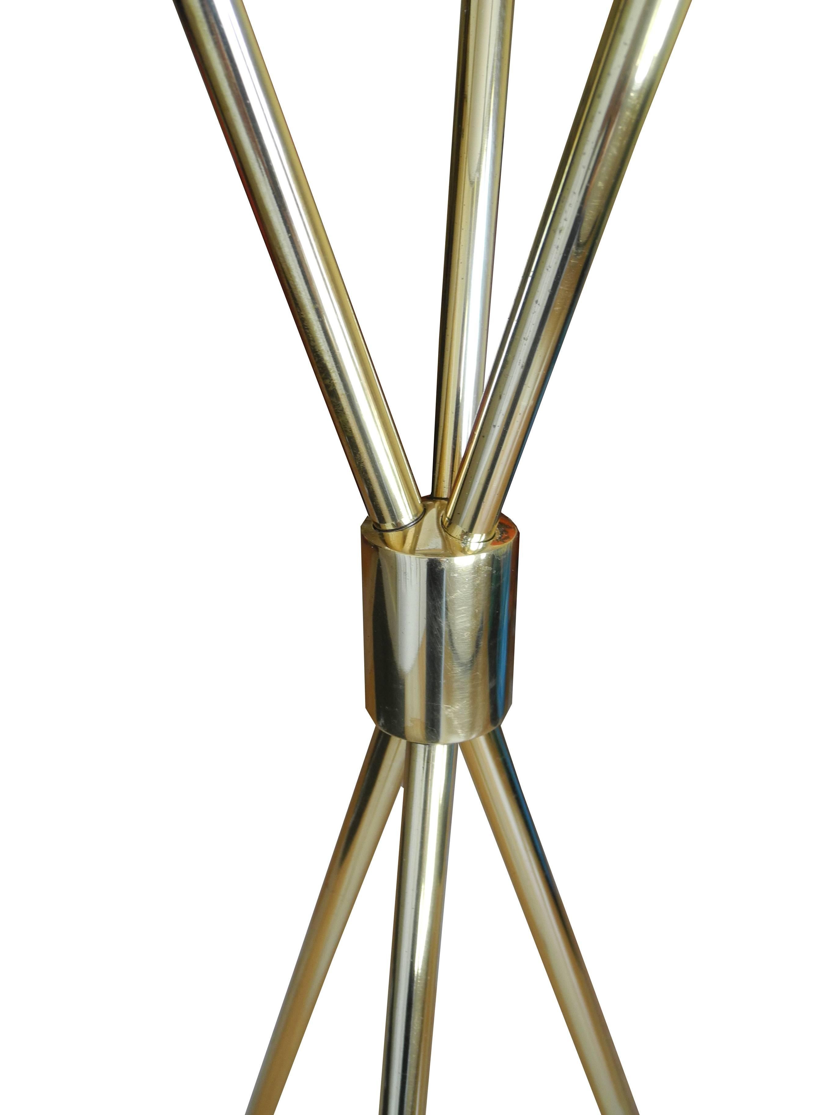 Mid-Century Modern Tripod Brass Floor Lamp by T.H. Robsjohn-Gibbings for Hansen 2