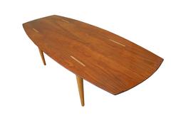 Unique Walnut and Birch Modern Coffee Table by Abel Sorenson for Knoll