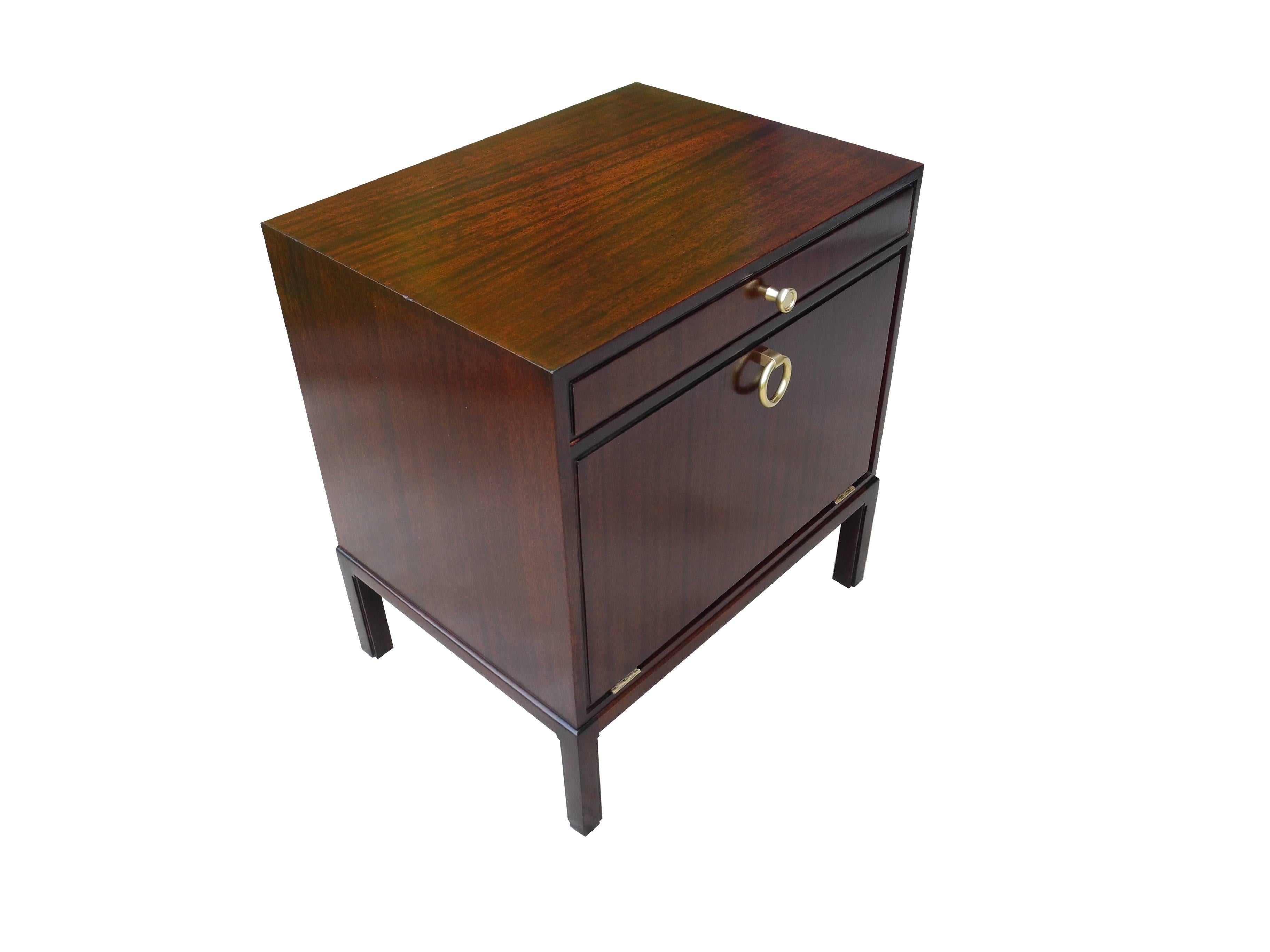 Single Mahogany Modern Nightstand by Tommi Parzinger for Charak Modern For Sale 1
