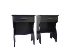 Mid-Century Colonial Modern Maple Nightstands in Black by Cushman Furniture