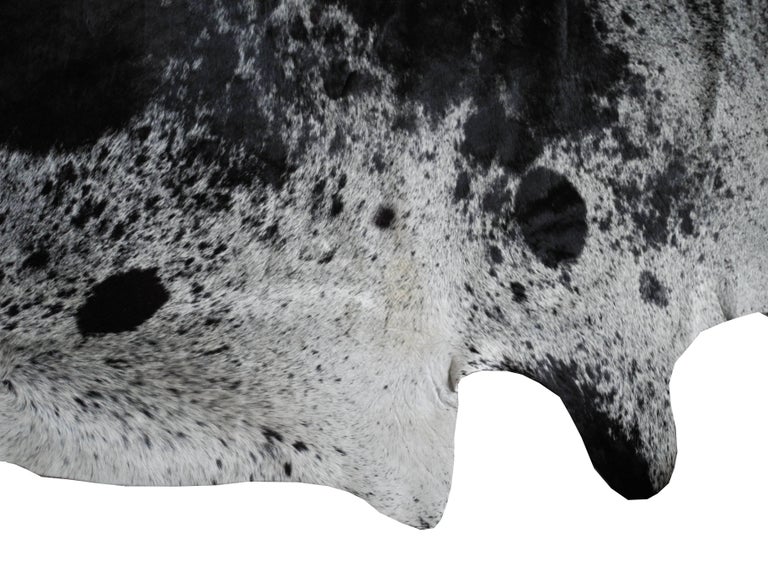 Modern Salt and Pepper Leather Cowhide with Black and White Spots from Brazil For Sale at 1stDibs