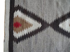1940s Modern Native American Navajo Handwoven Wool Rug with Natural Fibers