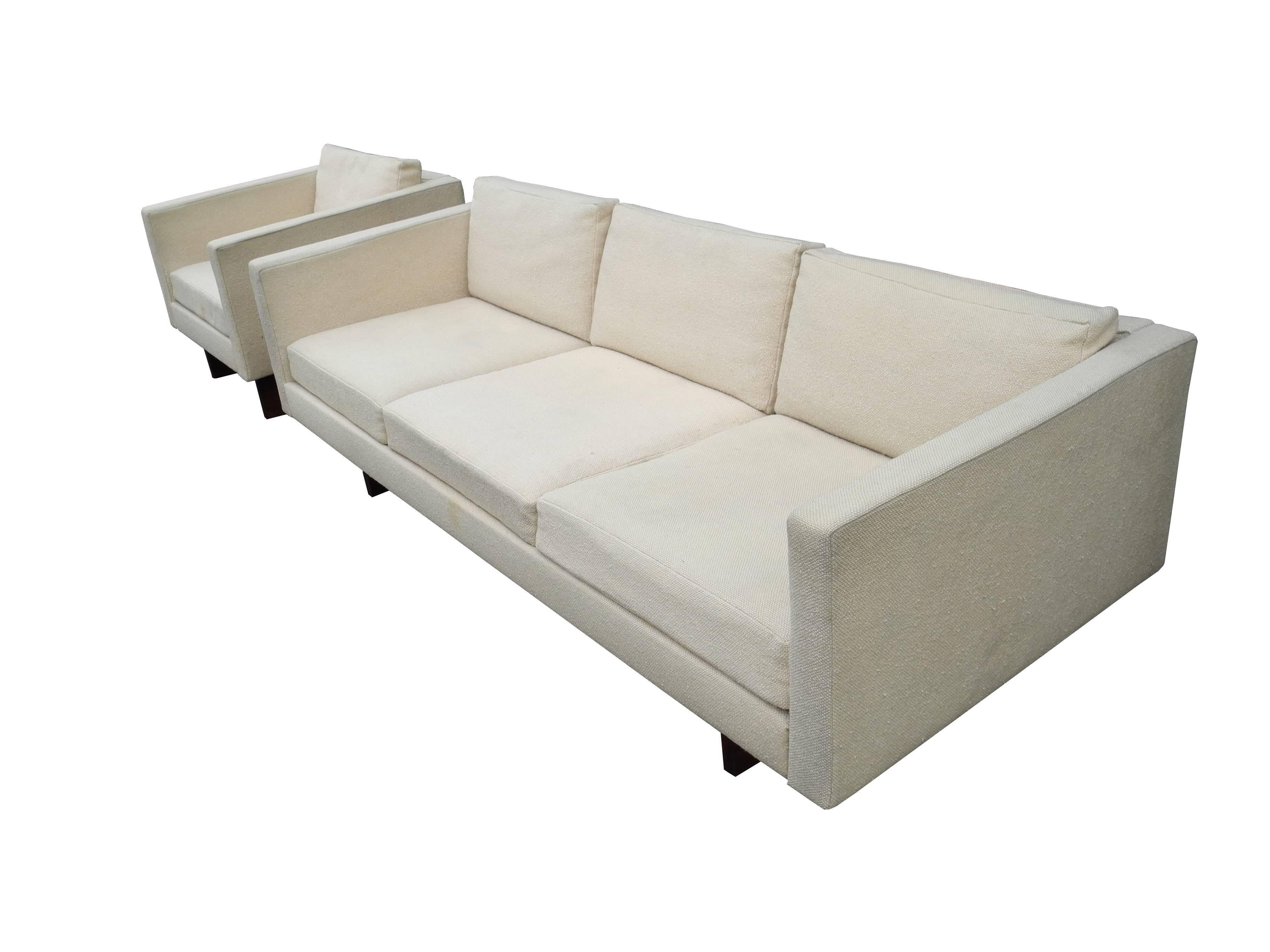 American Modern Sofa with Matching Armchair Living Room Set Designed by Jens Risom For Sale