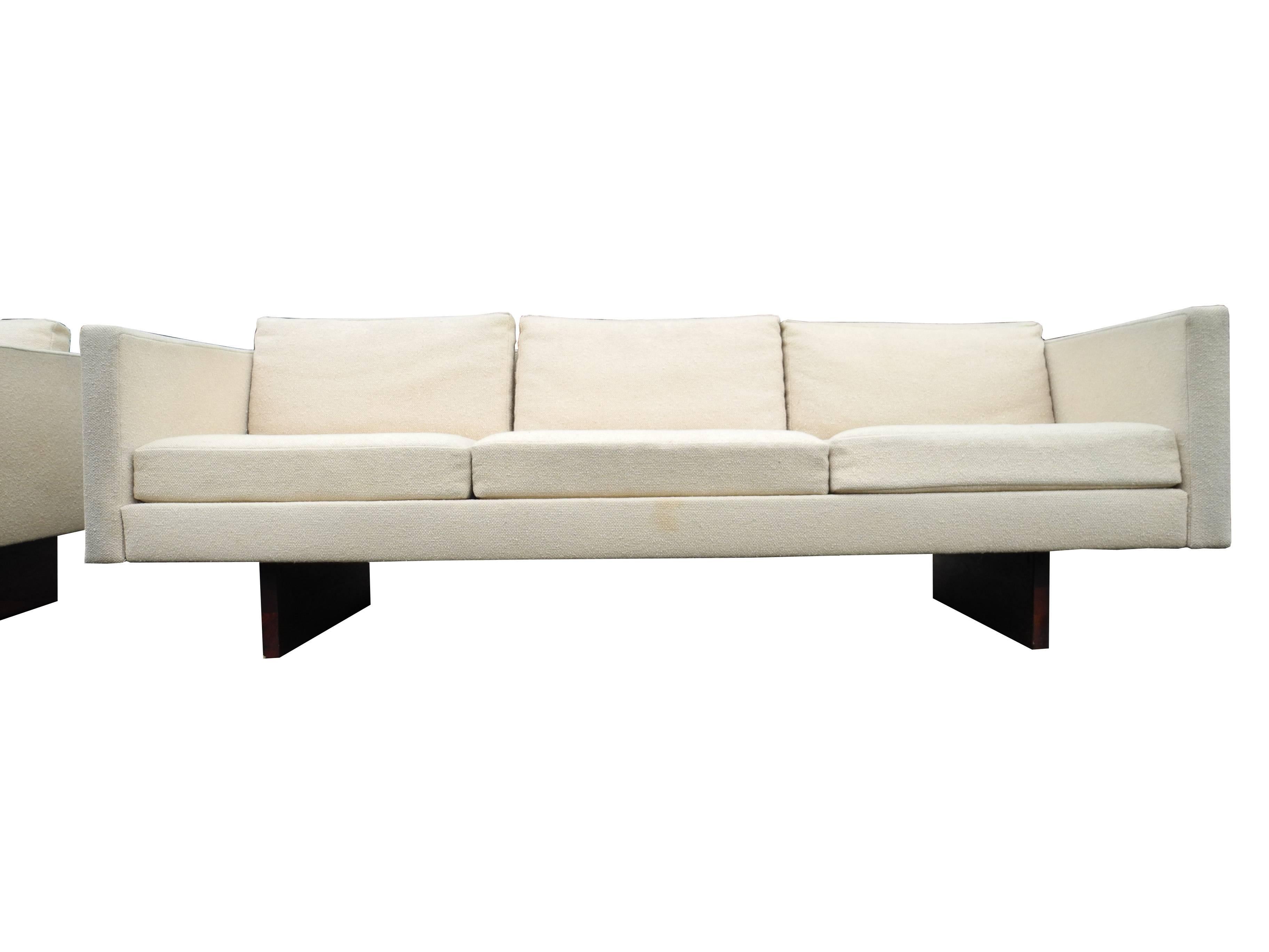 Modern Sofa with Matching Armchair Living Room Set Designed by Jens Risom In Good Condition For Sale In Hudson, NY