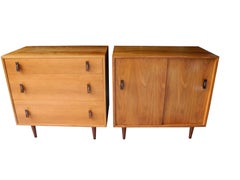 Small Cabinet and Dresser Set in Walnut by Stanley Young of California